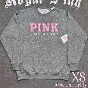VS PINK x LoveShackFancy Medium Heather Gray Pullover Crewneck Sweatshirt - XS